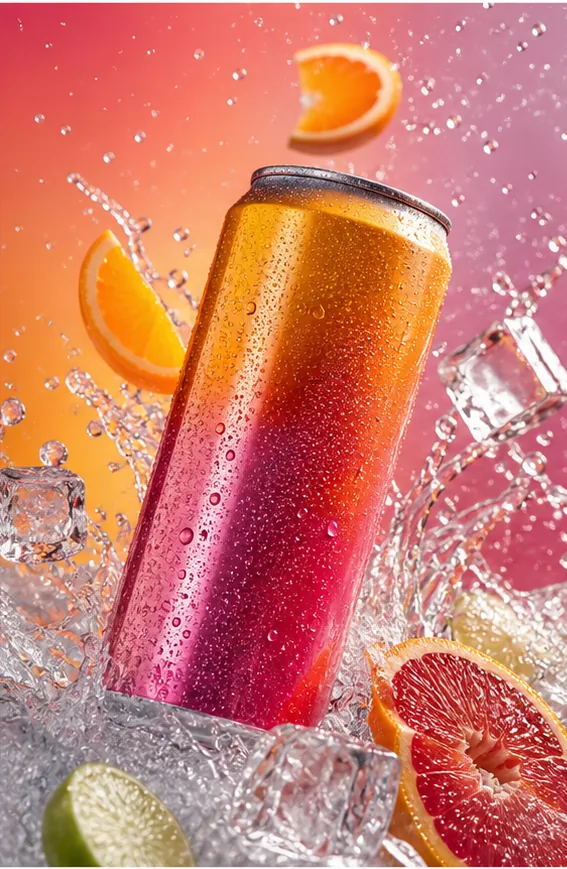 AI sparkling drink ecommerce ad
