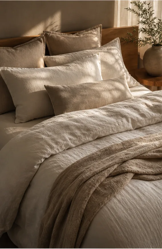 AI bedding lifestyle ecommerce image