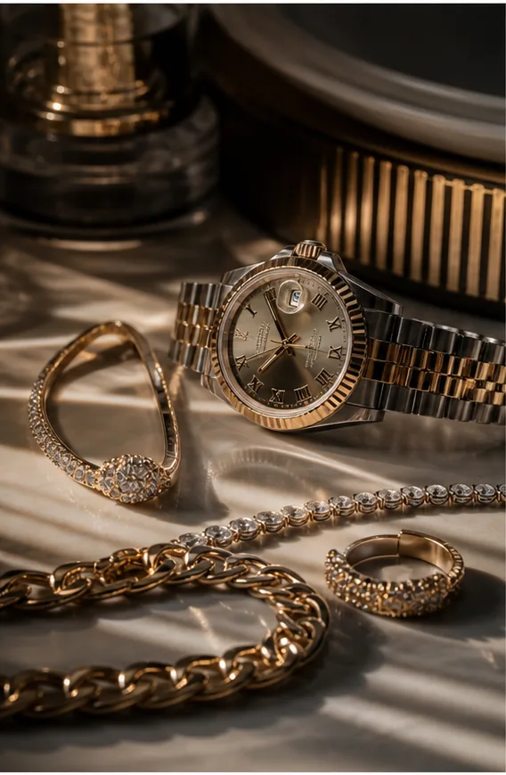 AI on-model jewelry and accessory ecommerce image