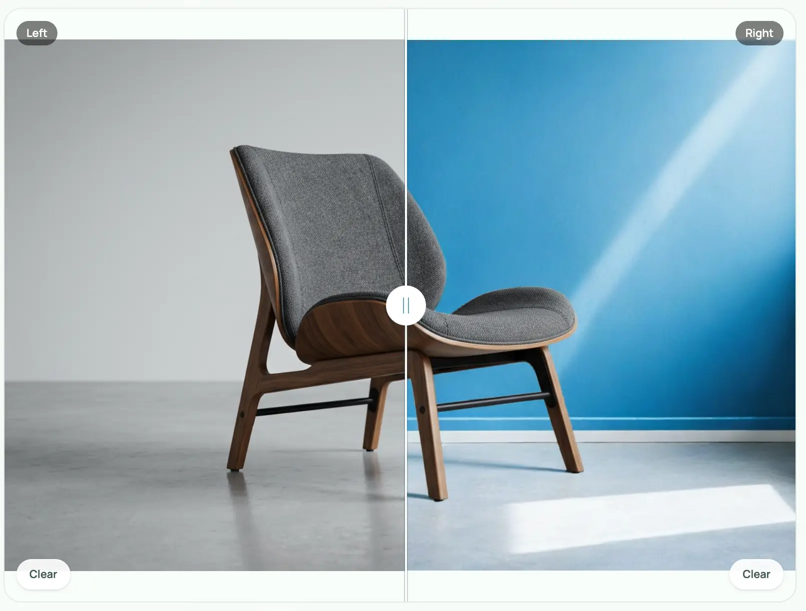 AI background replacer preview showing a product photo placed into a new commercial scene with matched lighting